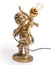 Antique Gold Standing Cupid Cherub Table Lamp