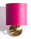 Brushed Brass Wall Lamp w/ Pink Velvet Shade