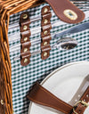 Luxury Gingham 4-Person Picnic Hamper w/ Leather Handles & Accessories