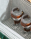 Luxury Gingham 4-Person Picnic Hamper w/ Leather Handles & Accessories