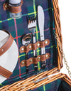 Luxury Tartan 2-Person Picnic Hamper w/ Leather Handles & Accessories