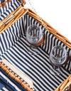 Luxury Pinstripe 2-Person Picnic Hamper w/ Leather Handles & Accessories