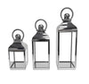 Medium Square Polished Steel and Glass Lantern