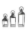 Large Square Polished Steel and Glass Lantern
