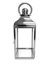 Large Square Polished Steel and Glass Lantern