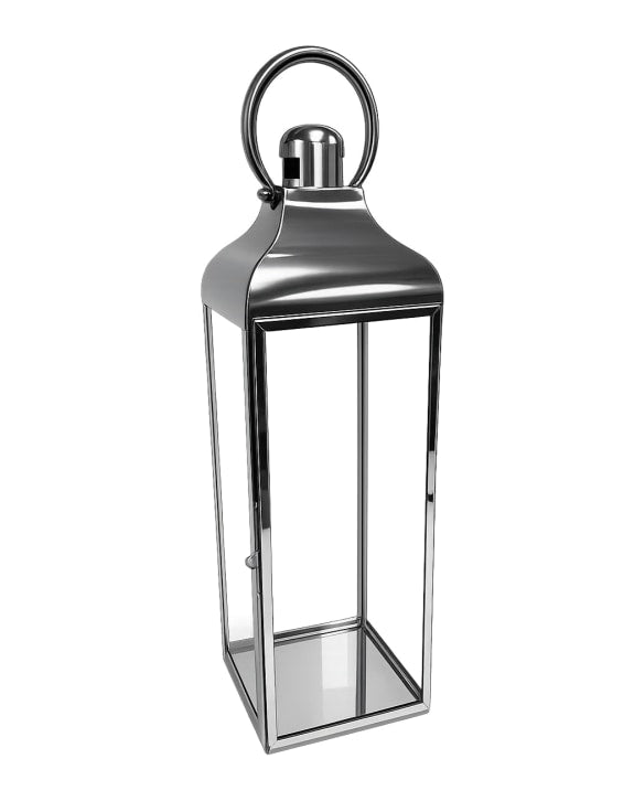Extra Large Square Polished Steel & Glass Lantern
