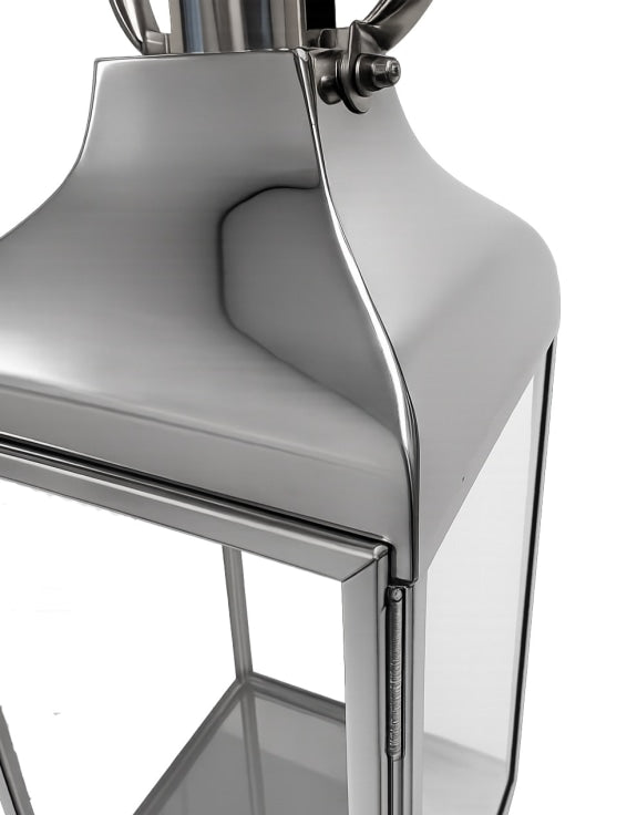 Extra Large Square Polished Steel & Glass Lantern