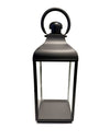 Large Square Matt Black Steel and Glass Lantern