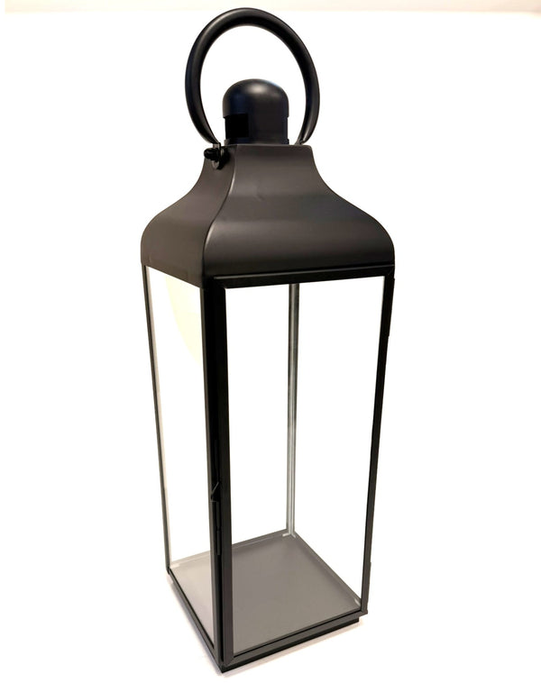 Extra Large Square Matt Black Steel & Glass Lantern