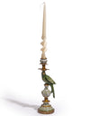 Antiqued Ornate Green/White Parrot Candle Holder - RH