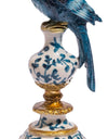 Antiqued Ornate Blue/White Parrot Candle Holder - RH