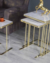 Reina Square Nest of Tables Set of 3 | High Gloss Membrane MDF Top & Gold Titanium Frame