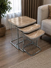 Geneva Square Nest Of Tables Set - 3 Pieces Nesting Table Engineered Wood Top