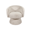 Manon beige corduroy swivel armchair with compact rounded frame - Sohowells