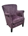 Charcoal velvet occasional armchair shown from an alternative angle - Sohowells