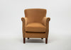 Brushed gold velvet occasional armchair shown from an alternative angle - Sohowells