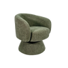 Khaki green woven chenille swivel chair shown from an alternative angle - Sohowells