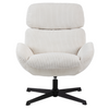 Nicolas white corduroy swivel armchair with tall back and metal base - Sohowells
