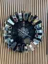Piano Moving Gears Decorative Wall Clock Oversize Extra Large 32` Inch/80 cm Real Mirror & Glass Chrome