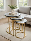 Chala Round Nest Of Tables Set - 3 Pieces Nesting Table Wood Top
