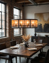 Large Round Black Iron Industrial Chandelier — Statement Loft Ceiling Light