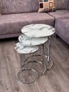 Brooklyn Round Nest Of Tables Set - 3 Pieces Nesting Table Tempered Glass Top