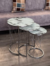 Brooklyn Round Nest Of Tables Set - 3 Pieces Nesting Table Tempered Glass Top
