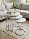 Raja Round Nest Of Tables Set - 3 Pieces Nesting Table Wood Top