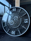 Milano Moving Gears Decorative Wall Clock Oversize Extra Large 23 Inch/60 cm Chrome