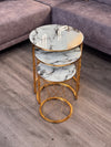 Roydon Round Nest Of Tables Set - 3 Pieces Nesting Table Tempered Glass Top