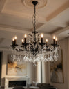 Large 12 Branch Matt Black Shallow Chandelier | Ceiling Light