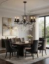 Medium 8 Branch Matt Black Shallow Chandelier | Ceiling Light