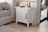 Adela matt white bedside cabinet with two open shelves and cupboard - Sohowells