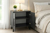 Lumen anthracite bedside cabinet shown with doors open - Sohowells