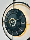 Large Decorative Wall Clock 60x80cm Metal Black Frame Modern Design with Glass & Led Lights For Living Room, Hallway, Kitchen, Office,Bedroom