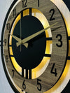 Decorative Wall Clock 48x48cm Metal Frame Modern Sonoma Design with MDF & Led Lights For Living Room, Hallway, Kitchen, Office,Bedroom