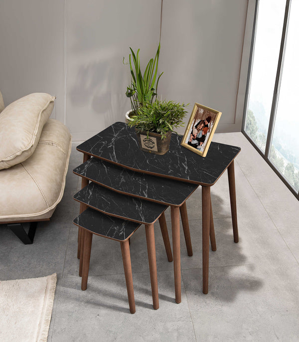 VH Vega nesting coffee table set - Black Marble Pattern
