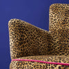 Close up of leopard print velvet and pink contrast piping detail - Sohowells
