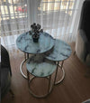 Cappa Round Nest Of Tables Set - 3 Pieces Nesting Table Tempered Glass Top