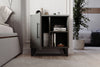 Close up detail of metal handle and anthracite finish on bedside cabinet - Sohowells