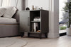 Anthracite three compartment bedside cabinet shown in a bedroom setting - Sohowells