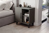 Anthracite grey three compartment bedside cabinet with door and open shelves - Sohowells