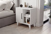 White three compartment bedside cabinet with door and open shelves - Sohowells