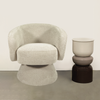 Ivory chenille swivel armchair shown in a room setting - Sohowells