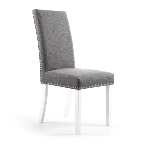 Randall Stud Detail Linen Effect Steel Grey in White Legs