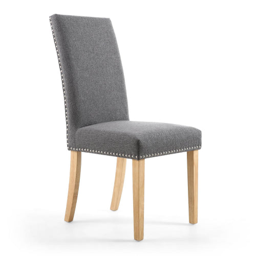 Randall Stud Detail Linen Effect Steel Grey in Natural Legs