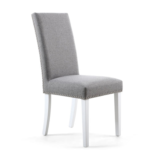 Randall Stud Detail Linen Effect Silver Grey in White Legs