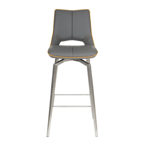Mako Swivel Leather Effect Graphite Grey Bar Chair