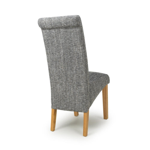 Karta Scroll Back Tweed Grey Dining Chair