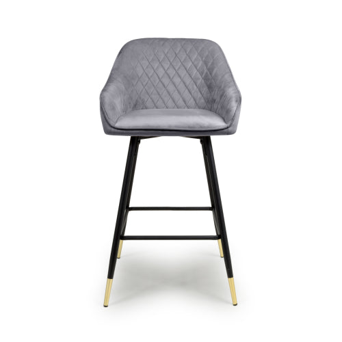 Savanna Brushed Velvet Grey Bar Stool